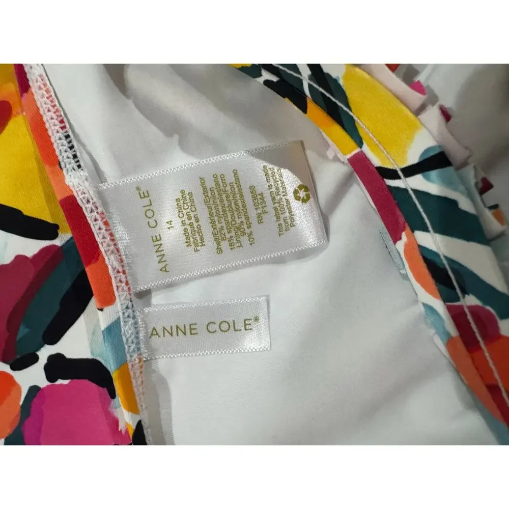 Ann Cole Deep V Floral One Piece Swimsuit Size 14